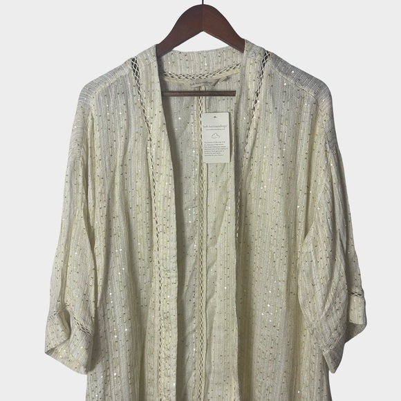 Soft Surroundings Boho Sheer Sequin Kimono Cardigan Topper Open Front Large NWT - Picture 3 of 13